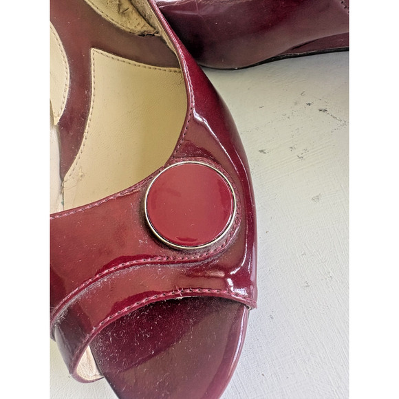 Naturalizer Bonna dark red patent open toe wedge heels shoes size 10 - Picture 6 of 9